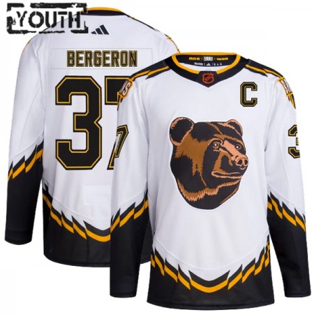 Boston Bruins Hockeydrakt Patrice Bergeron 37 2022-23 Hvit Reverse Retro 2.0 Adidas Authentic - Barn
